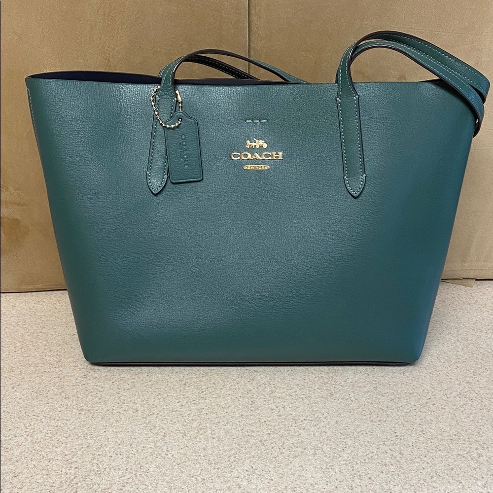 Coach Teal Leather Tote Bag